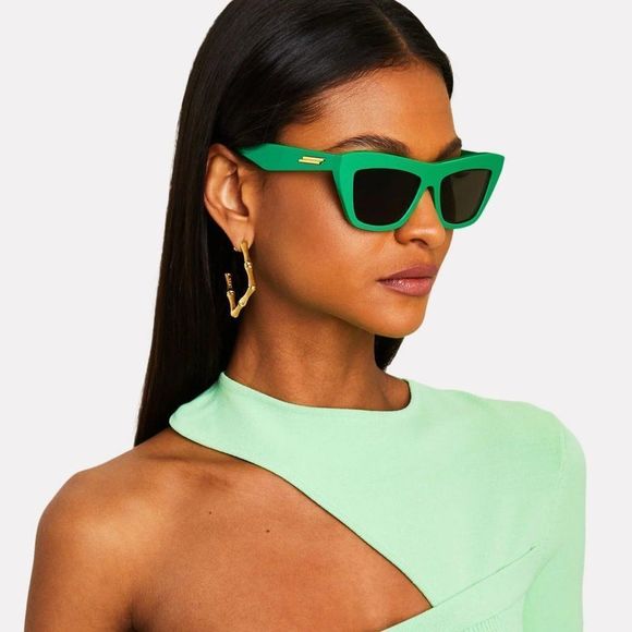 Bottega Veneta BV1121S 005 Sunglasses Green Cat Eye Unisex - Picture 4 of 11